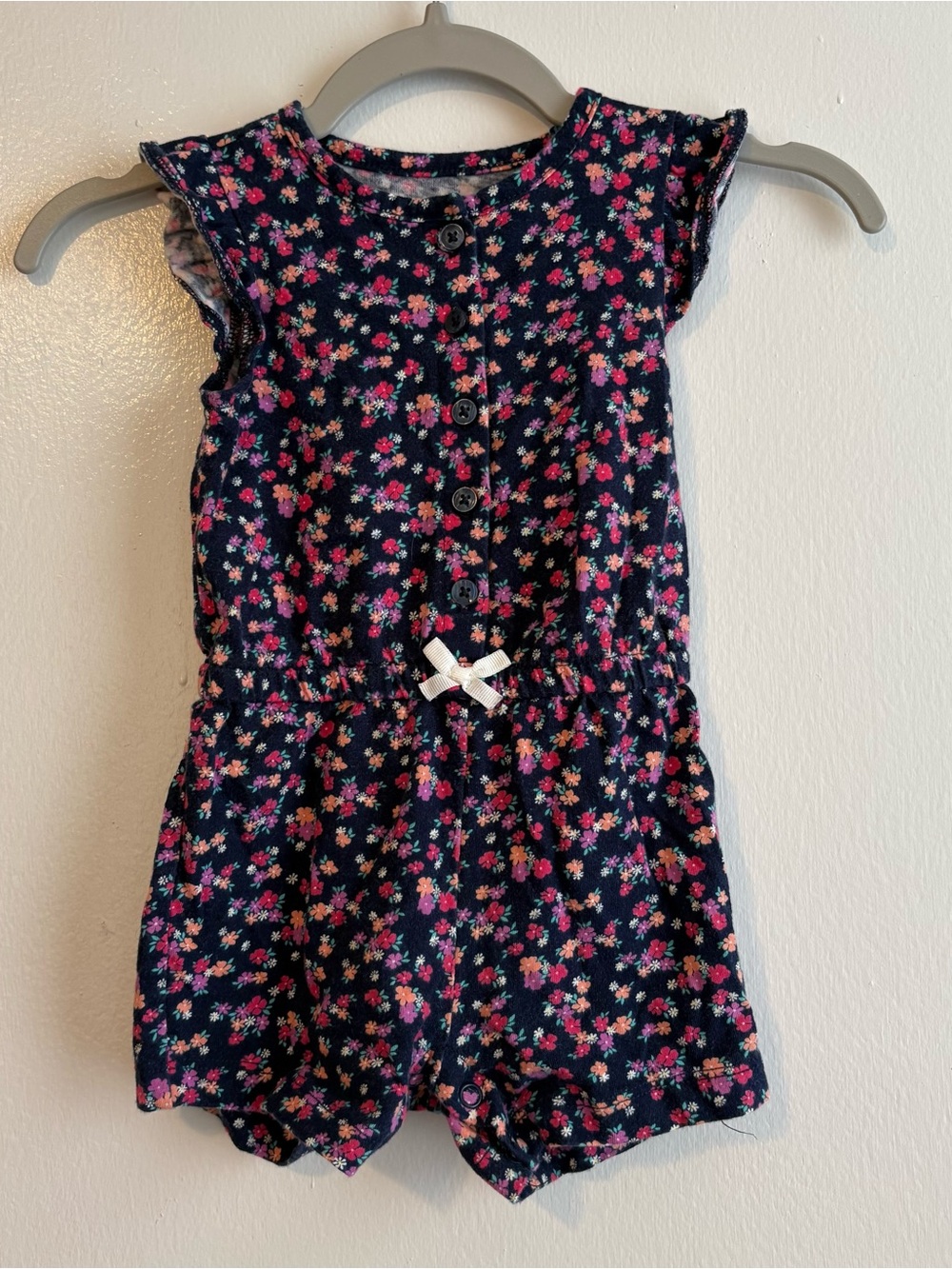 Carter’s Navy Floral Baby Romper with Multicolor Flowers 9 months
